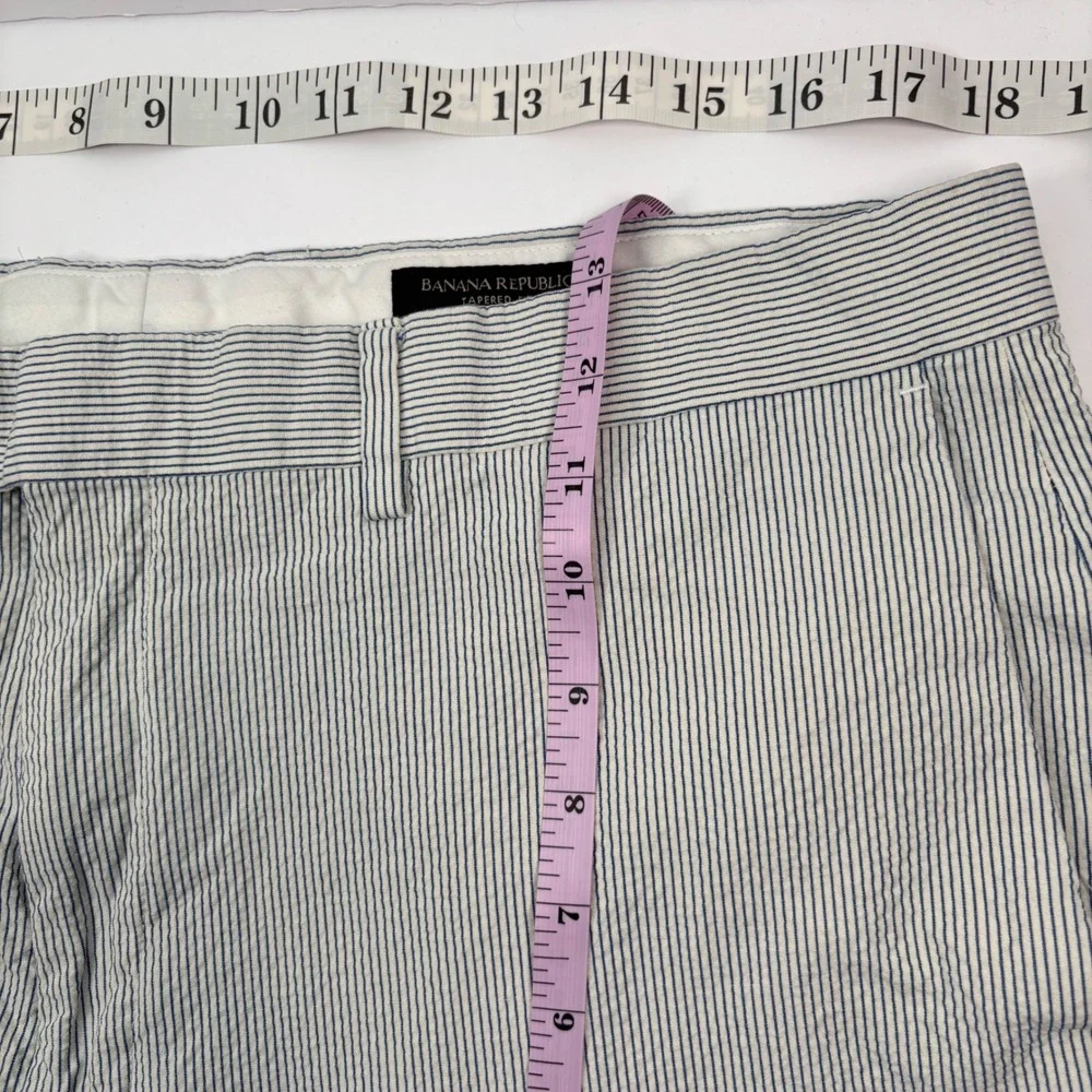 Banana Republic Mens 38x26 Slim Tapered Crop Fit Pants Seersucker Stripe Cuffed